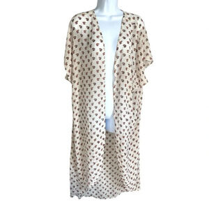 Boutique Kimono Duster | Lightweight Open Front Cardigan OX 1X Floral Print